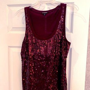 WHBM Maroon Sequin Tank Top
